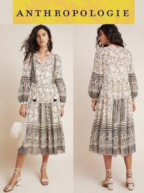 Anthropologie Talulah Tiered Midi Dress Size S